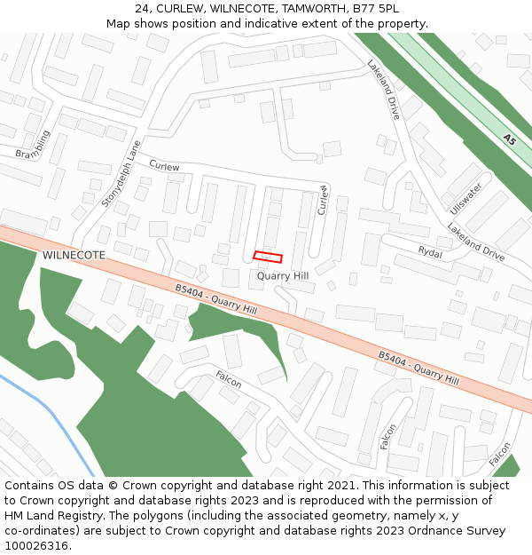 24, CURLEW, WILNECOTE, TAMWORTH, B77 5PL: Location map and indicative extent of plot