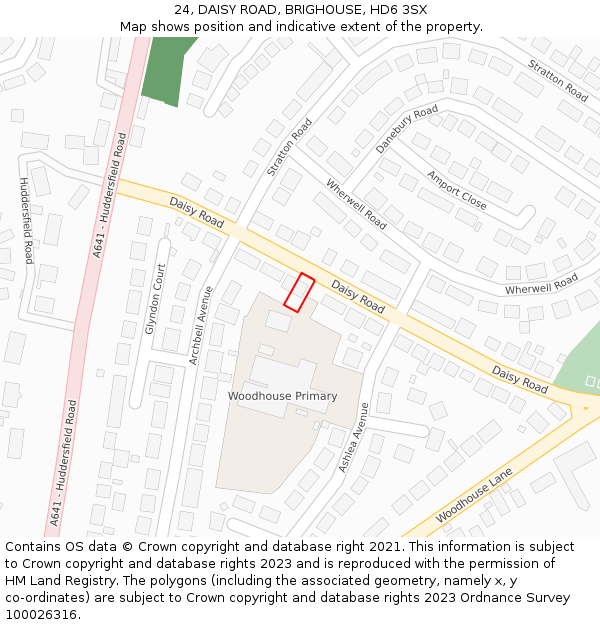 24, DAISY ROAD, BRIGHOUSE, HD6 3SX: Location map and indicative extent of plot
