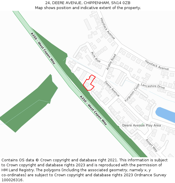 24, DEERE AVENUE, CHIPPENHAM, SN14 0ZB: Location map and indicative extent of plot