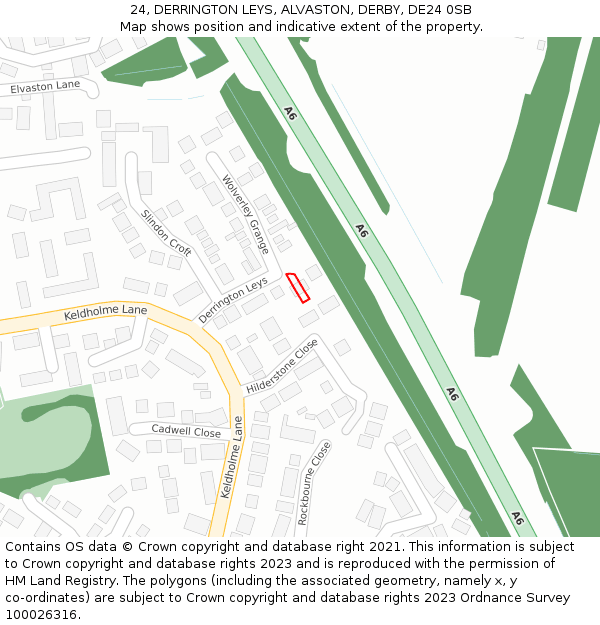 24, DERRINGTON LEYS, ALVASTON, DERBY, DE24 0SB: Location map and indicative extent of plot