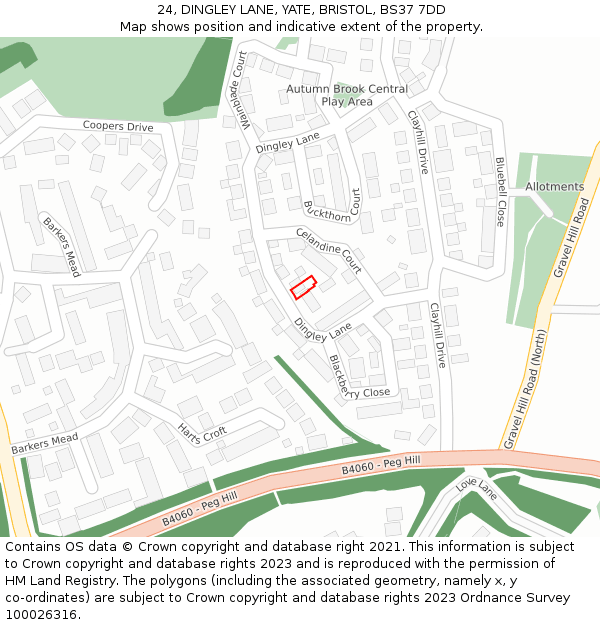24, DINGLEY LANE, YATE, BRISTOL, BS37 7DD: Location map and indicative extent of plot