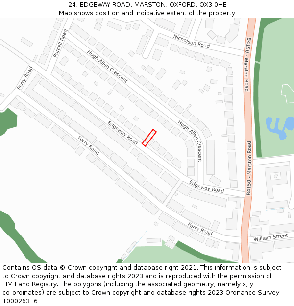 24, EDGEWAY ROAD, MARSTON, OXFORD, OX3 0HE: Location map and indicative extent of plot