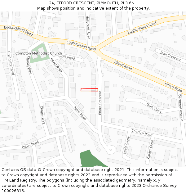 24, EFFORD CRESCENT, PLYMOUTH, PL3 6NH: Location map and indicative extent of plot