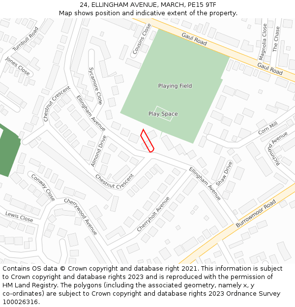 24, ELLINGHAM AVENUE, MARCH, PE15 9TF: Location map and indicative extent of plot