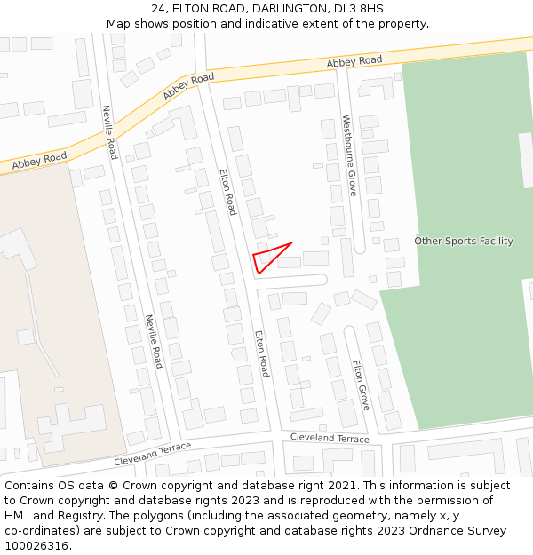 24, ELTON ROAD, DARLINGTON, DL3 8HS: Location map and indicative extent of plot