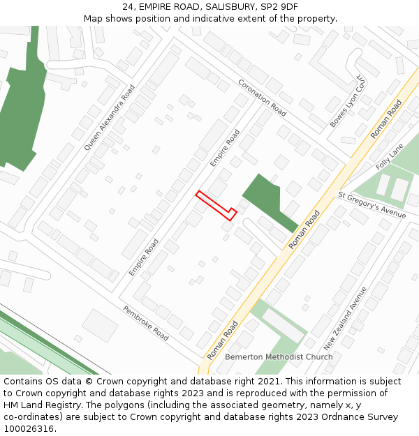 24, EMPIRE ROAD, SALISBURY, SP2 9DF: Location map and indicative extent of plot