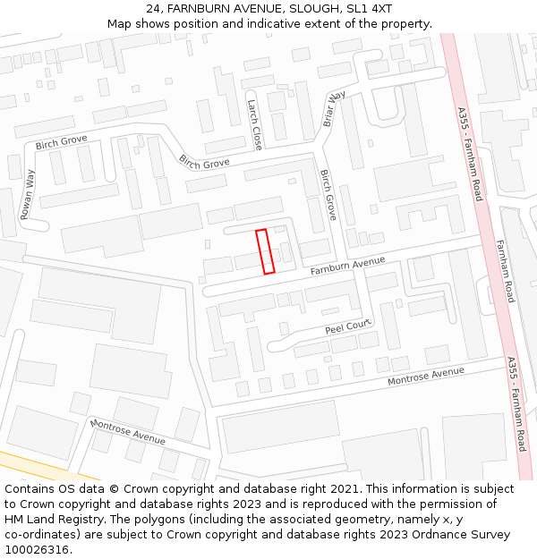 24, FARNBURN AVENUE, SLOUGH, SL1 4XT: Location map and indicative extent of plot