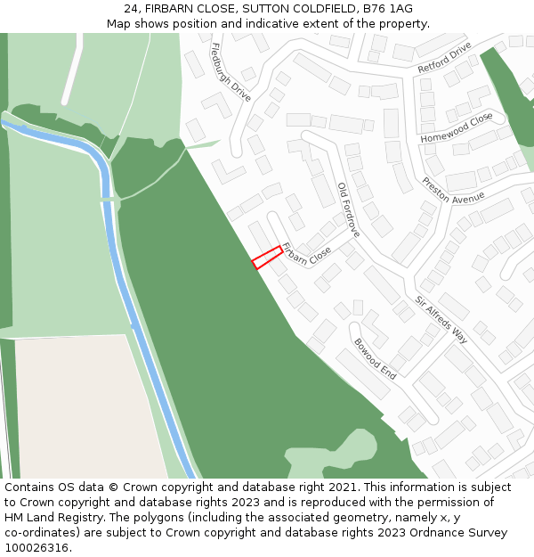 24, FIRBARN CLOSE, SUTTON COLDFIELD, B76 1AG: Location map and indicative extent of plot