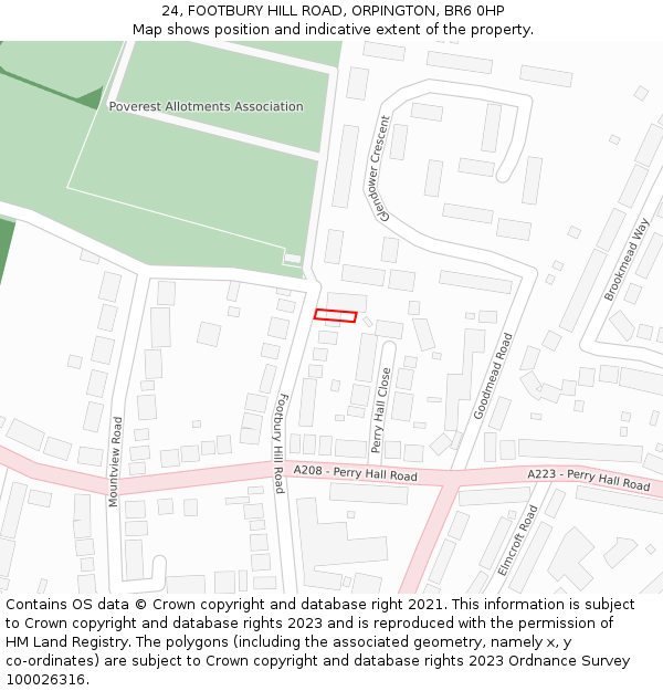 24, FOOTBURY HILL ROAD, ORPINGTON, BR6 0HP: Location map and indicative extent of plot