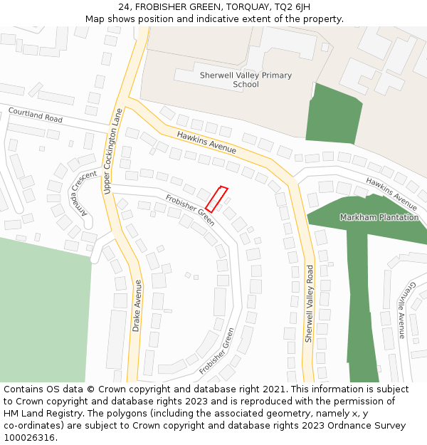 24, FROBISHER GREEN, TORQUAY, TQ2 6JH: Location map and indicative extent of plot
