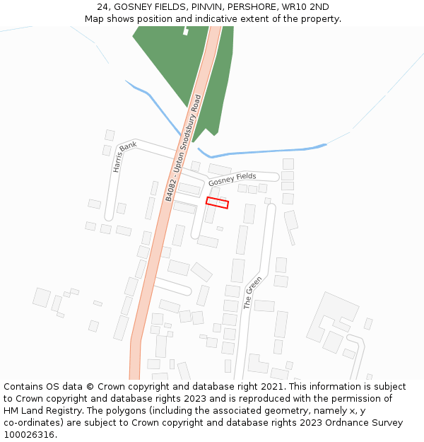 24, GOSNEY FIELDS, PINVIN, PERSHORE, WR10 2ND: Location map and indicative extent of plot