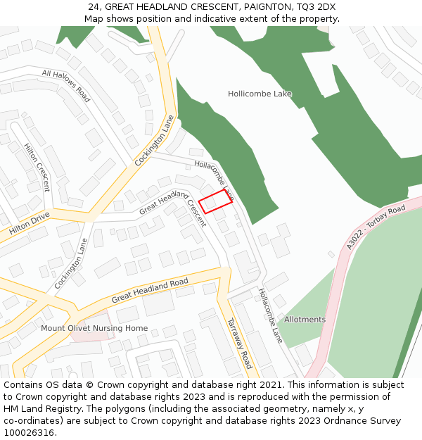 24, GREAT HEADLAND CRESCENT, PAIGNTON, TQ3 2DX: Location map and indicative extent of plot
