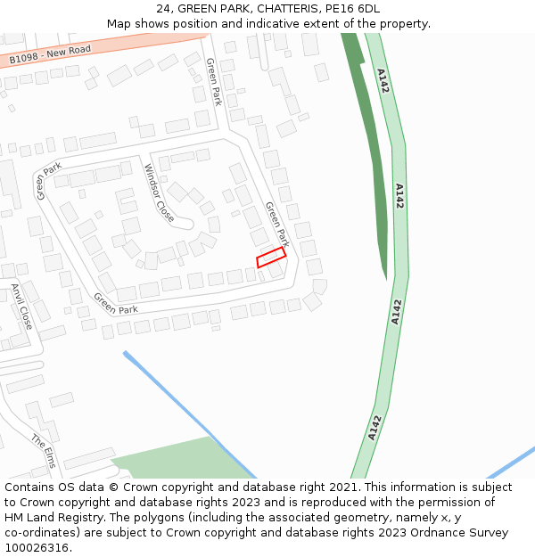 24, GREEN PARK, CHATTERIS, PE16 6DL: Location map and indicative extent of plot