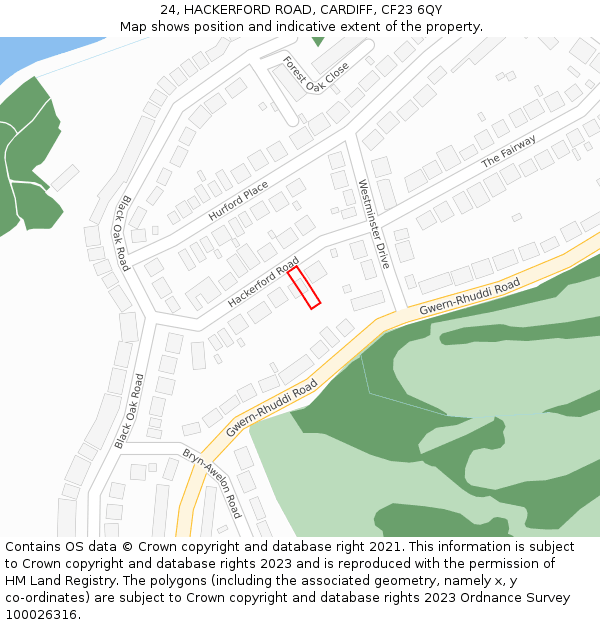 24, HACKERFORD ROAD, CARDIFF, CF23 6QY: Location map and indicative extent of plot