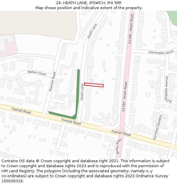 24, HEATH LANE, IPSWICH, IP4 5RR: Location map and indicative extent of plot