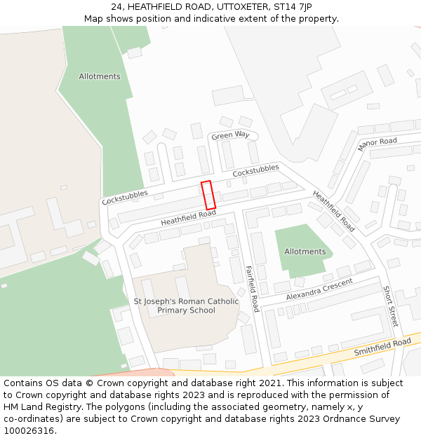 24, HEATHFIELD ROAD, UTTOXETER, ST14 7JP: Location map and indicative extent of plot