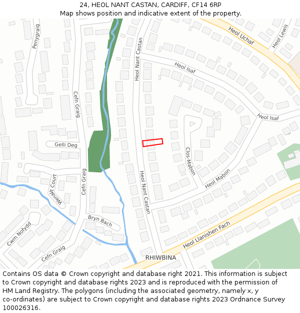 24, HEOL NANT CASTAN, CARDIFF, CF14 6RP: Location map and indicative extent of plot