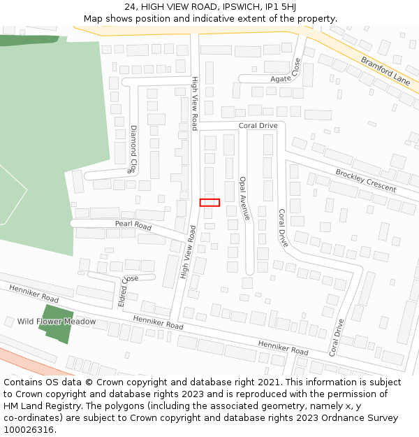 24, HIGH VIEW ROAD, IPSWICH, IP1 5HJ: Location map and indicative extent of plot