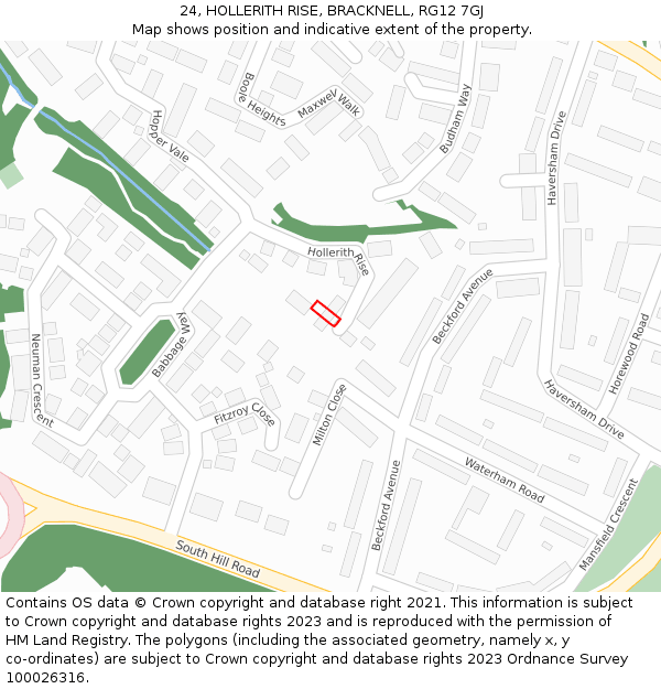 24, HOLLERITH RISE, BRACKNELL, RG12 7GJ: Location map and indicative extent of plot
