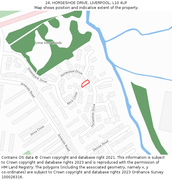 24, HORSESHOE DRIVE, LIVERPOOL, L10 4UF: Location map and indicative extent of plot