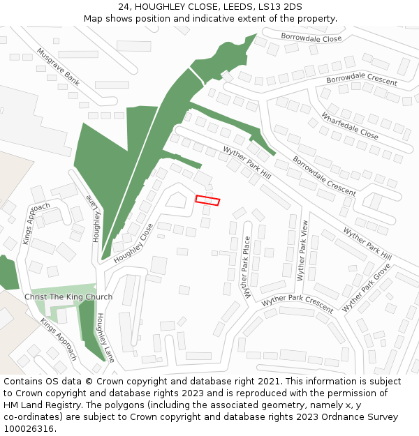 24, HOUGHLEY CLOSE, LEEDS, LS13 2DS: Location map and indicative extent of plot