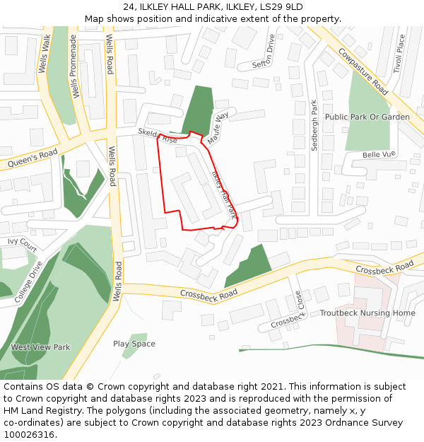 24, ILKLEY HALL PARK, ILKLEY, LS29 9LD: Location map and indicative extent of plot