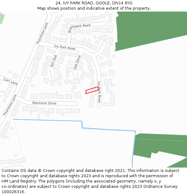 24, IVY PARK ROAD, GOOLE, DN14 6YG: Location map and indicative extent of plot