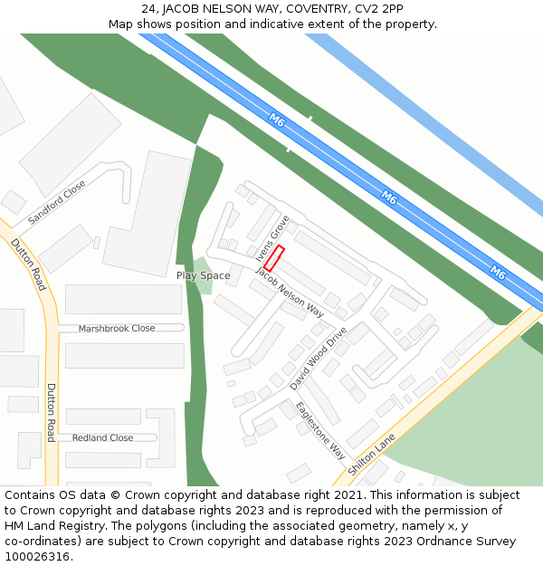 24, JACOB NELSON WAY, COVENTRY, CV2 2PP: Location map and indicative extent of plot