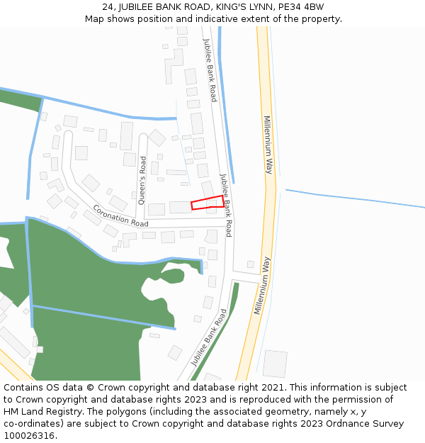 24, JUBILEE BANK ROAD, KING'S LYNN, PE34 4BW: Location map and indicative extent of plot