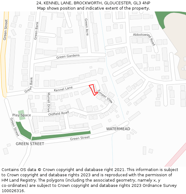 24, KENNEL LANE, BROCKWORTH, GLOUCESTER, GL3 4NP: Location map and indicative extent of plot