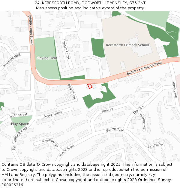 24, KERESFORTH ROAD, DODWORTH, BARNSLEY, S75 3NT: Location map and indicative extent of plot