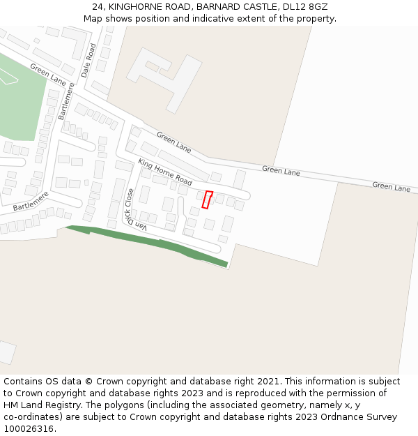 24, KINGHORNE ROAD, BARNARD CASTLE, DL12 8GZ: Location map and indicative extent of plot