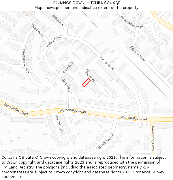 24, KINGS DOWN, HITCHIN, SG4 9QP: Location map and indicative extent of plot