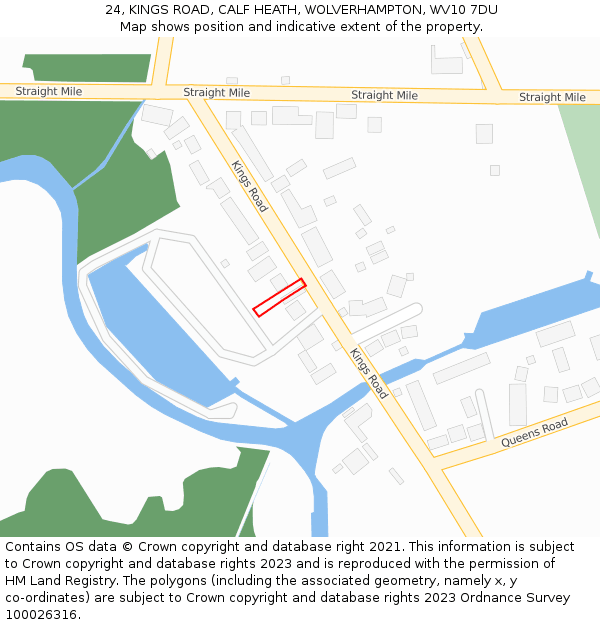 24, KINGS ROAD, CALF HEATH, WOLVERHAMPTON, WV10 7DU: Location map and indicative extent of plot