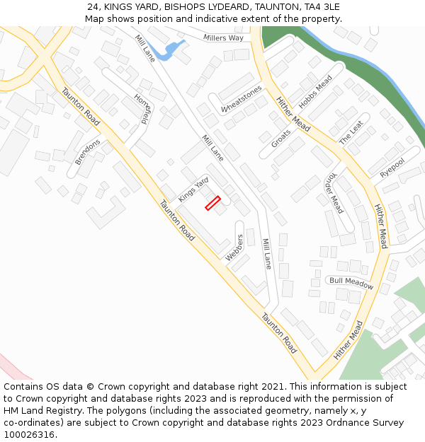 24, KINGS YARD, BISHOPS LYDEARD, TAUNTON, TA4 3LE: Location map and indicative extent of plot