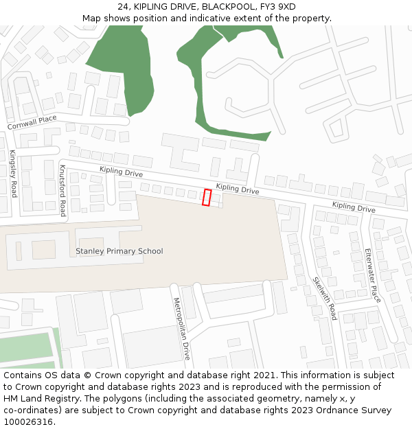 24, KIPLING DRIVE, BLACKPOOL, FY3 9XD: Location map and indicative extent of plot