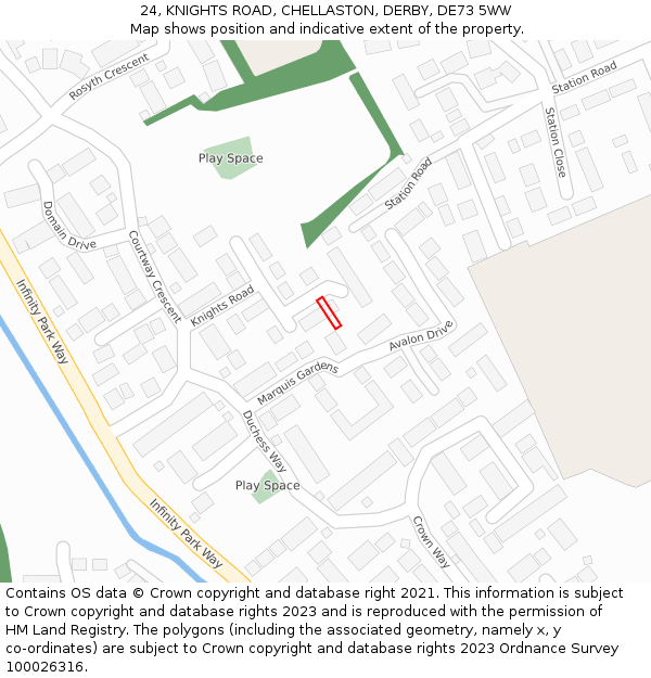 24, KNIGHTS ROAD, CHELLASTON, DERBY, DE73 5WW: Location map and indicative extent of plot