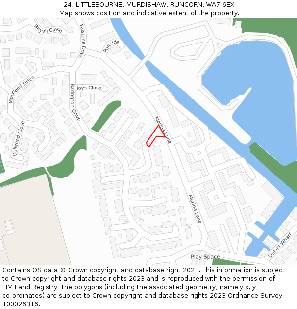 24, LITTLEBOURNE, MURDISHAW, RUNCORN, WA7 6EX: Location map and indicative extent of plot