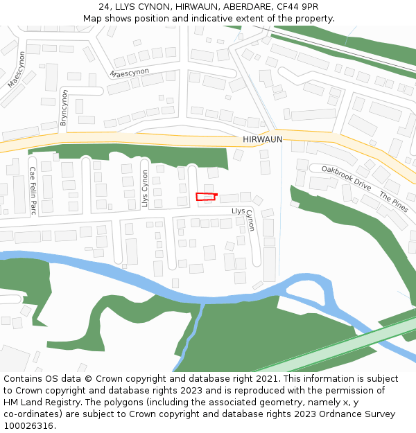 24, LLYS CYNON, HIRWAUN, ABERDARE, CF44 9PR: Location map and indicative extent of plot