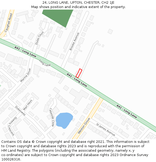 24, LONG LANE, UPTON, CHESTER, CH2 1JE: Location map and indicative extent of plot