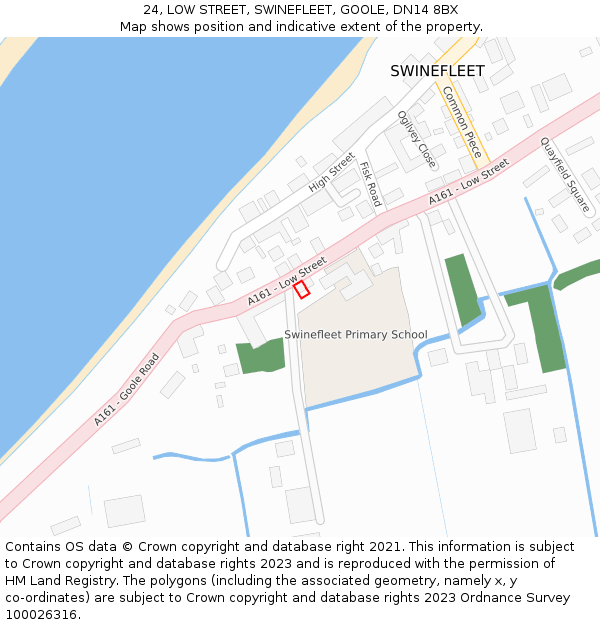 24, LOW STREET, SWINEFLEET, GOOLE, DN14 8BX: Location map and indicative extent of plot