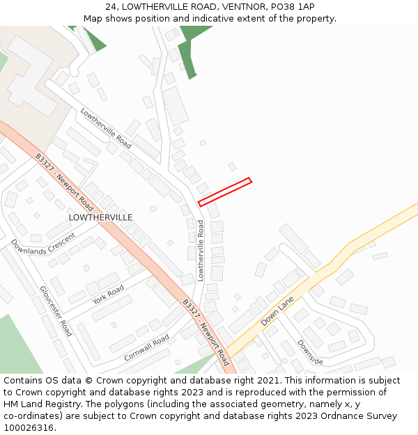 24, LOWTHERVILLE ROAD, VENTNOR, PO38 1AP: Location map and indicative extent of plot