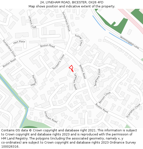 24, LYNEHAM ROAD, BICESTER, OX26 4FD: Location map and indicative extent of plot