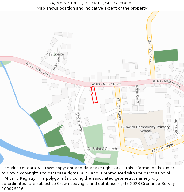 24, MAIN STREET, BUBWITH, SELBY, YO8 6LT: Location map and indicative extent of plot
