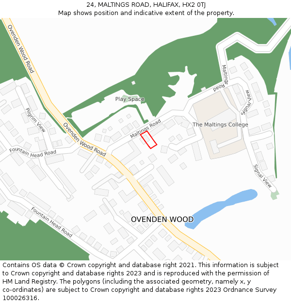 24, MALTINGS ROAD, HALIFAX, HX2 0TJ: Location map and indicative extent of plot