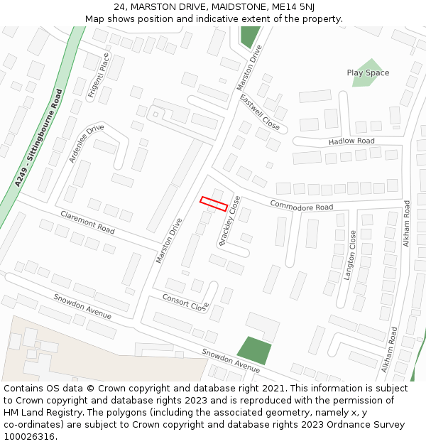 24, MARSTON DRIVE, MAIDSTONE, ME14 5NJ: Location map and indicative extent of plot