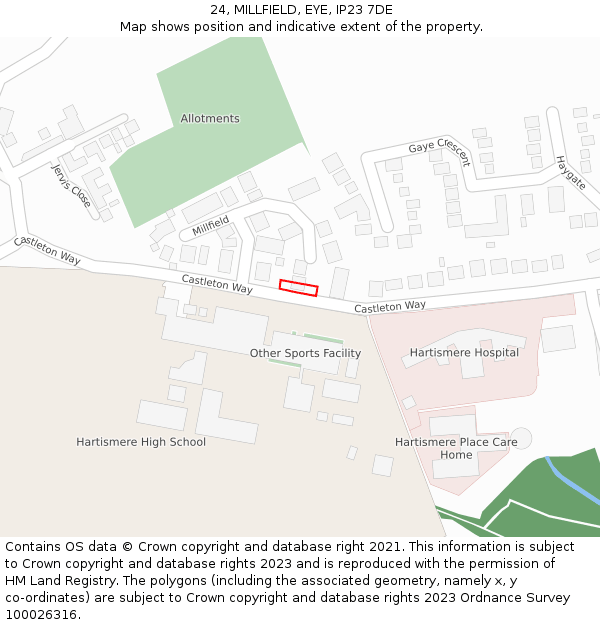 24, MILLFIELD, EYE, IP23 7DE: Location map and indicative extent of plot