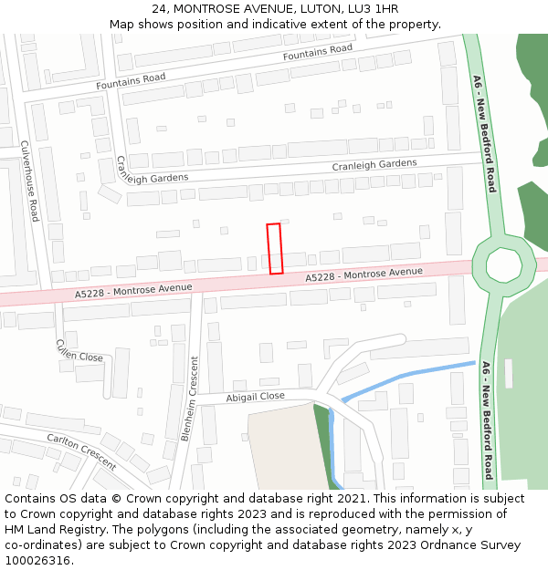 24, MONTROSE AVENUE, LUTON, LU3 1HR: Location map and indicative extent of plot