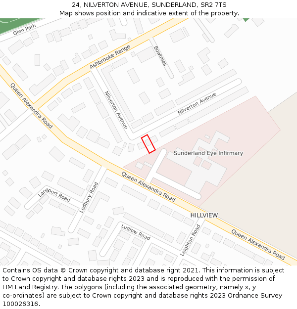 24, NILVERTON AVENUE, SUNDERLAND, SR2 7TS: Location map and indicative extent of plot