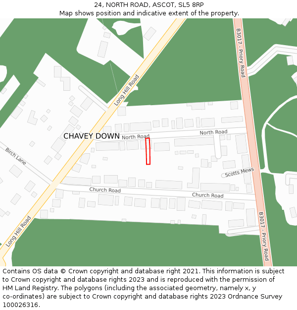 24, NORTH ROAD, ASCOT, SL5 8RP: Location map and indicative extent of plot